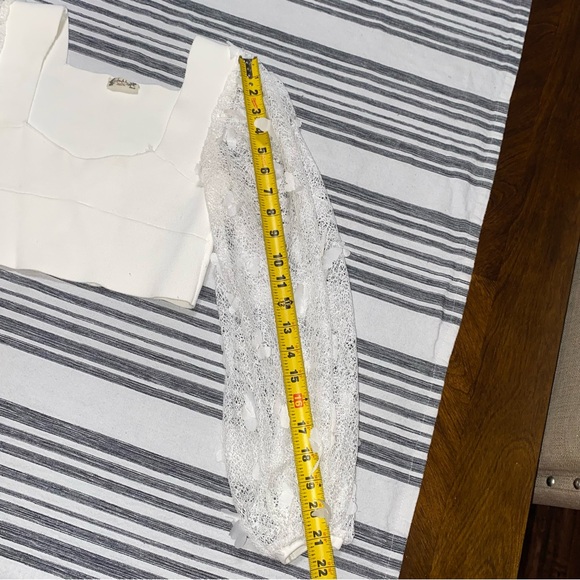 Intimately Free People White Flutter Butterfly‎ Mesh Sleeves Crop Top Small - Picture 8 of 10